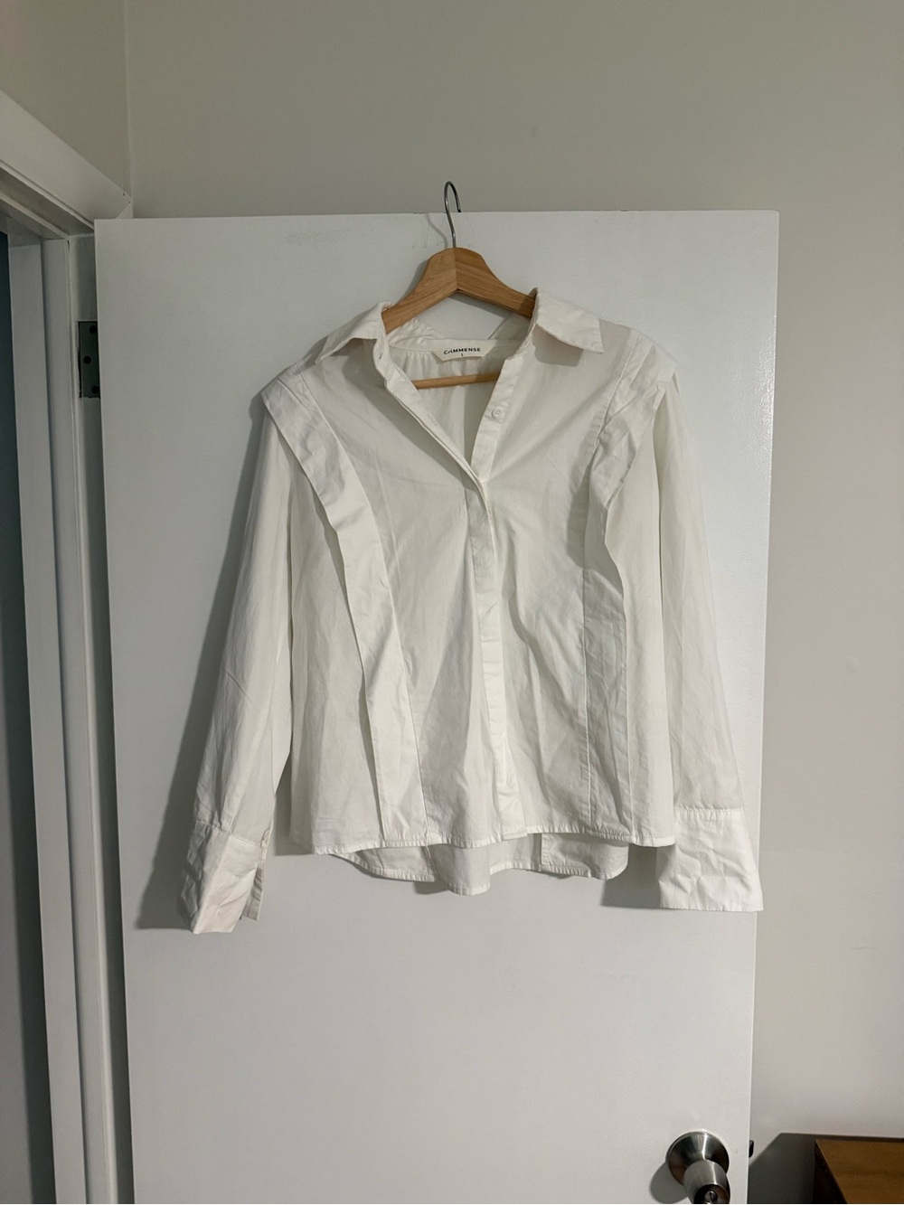 Commense White Button-Down Shirt for Women